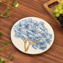 Jogo 6 Pratos de Sobremesa Cerâmica Ypê Azul com Filete de Ouro 21cm Scalla