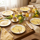 Jogo 6 Pratos de Sobremesa Cerâmica Ypê Amarelo com Filete de Ouro 21cm Scalla